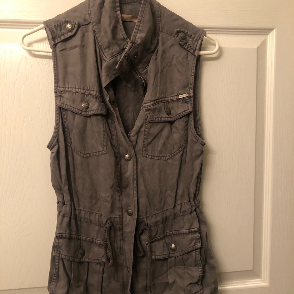 Grey peplum utility vest